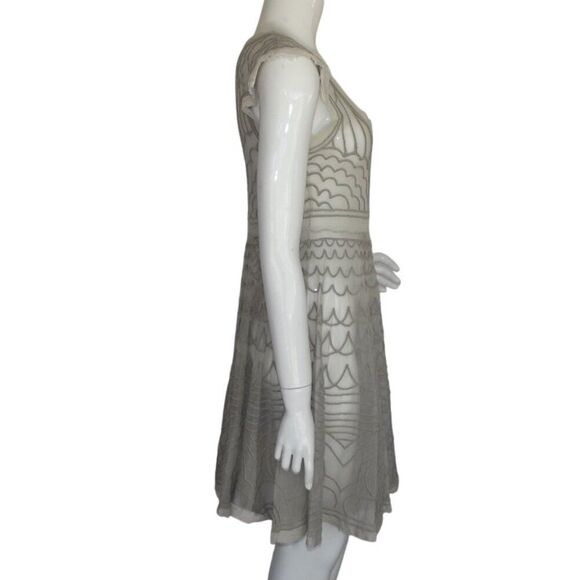 BIYA/Johnny Was Dress, S, Beige/Nude Mesh, Embroidered, SHEER, Cap shoulder - Picture 9 of 12
